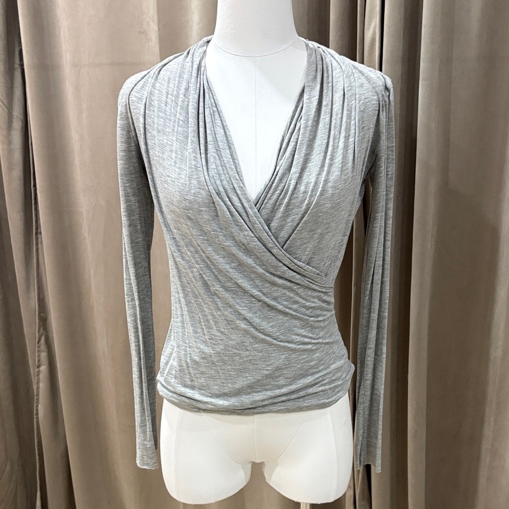 bebe Light Gray Women's Wrap Blouse